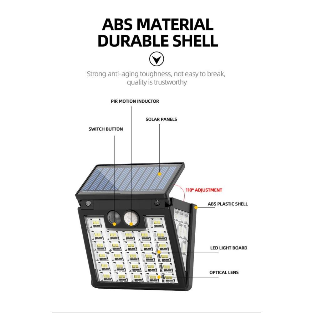 LED Solar Wall Lamp with Motion Sensor 3 Modes Foldable Waterproof Solar Lights for Outdoor Garden Security Lighting 2/4/8PCS