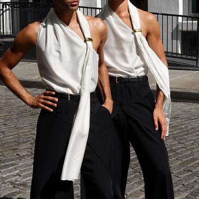 Літні чоловічі топи-майки без рукавів з відкритою спиною з атласу для вечірок та повсякденного носіння