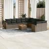 Vidaxl 11-Cz. Garden Furniture Set With Cushions, Grey Rattan Pe