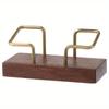1pc Modern Walnut Wood & Metal Business Card Holder With Golden Accents, Durable Office/Home Use, Fits Index Cards, Desk Card Case