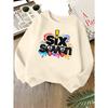 Kids Unisex Crewneck Sweatshirt, Funny Cartoon Face Six Seven Letter Color Splash Print Soft Long Sleeve Pullover For Boys Girls Over 4 Years Old