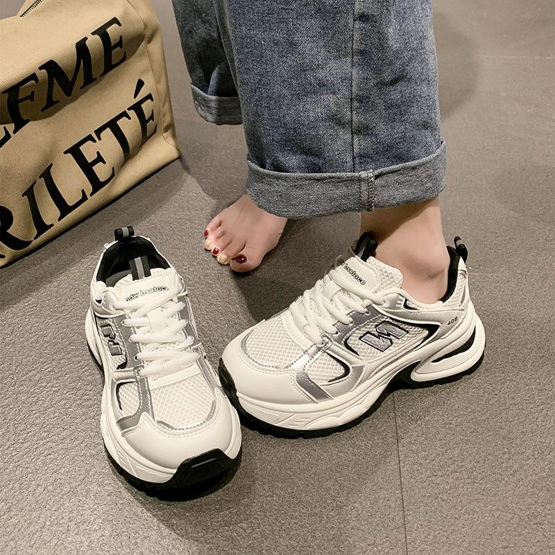 

Thick-soled dad shoes for women in the summer of 2025, new popular soft-soled lightweight and versatile breathable mesh running sneakers 35 чёрный