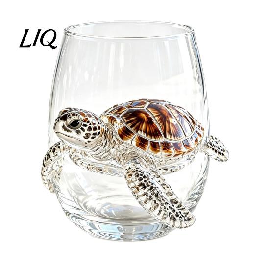 Beach House Tableware Octopus Glass Tumbler, 350ml Stemless Wine Glass, Whale Dolphin Turtle Handblown Borosilicate Glassware Sea Creature Drinking