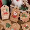 Paper Merry Christmas Kraft Paper Tags Santa Claus Cotton Rope Xmas tree Hanging Label Snowman Christmas Tree