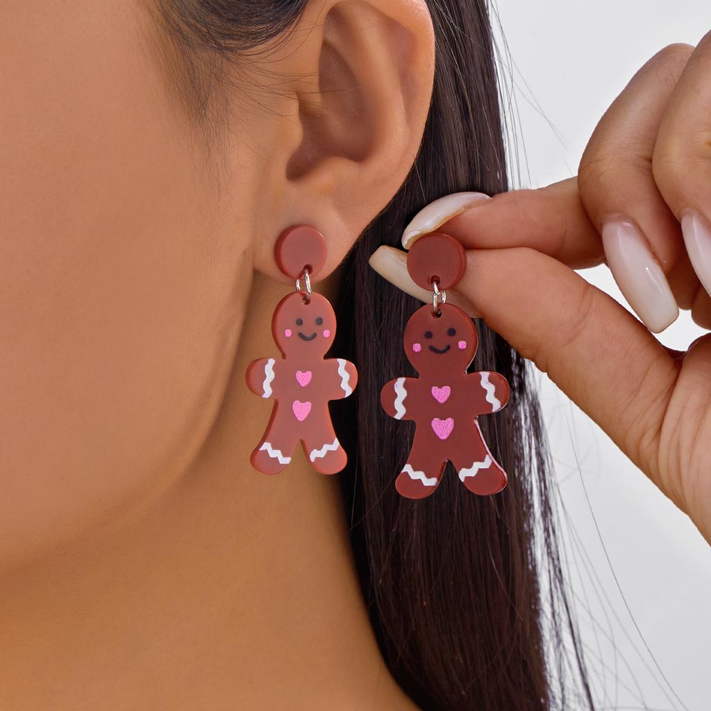 Cute Santa Claus Dangle Earrings For Women Acrylic Cartoon Snowman Elk Christmas Tree Bulb Pendant Earring Girls New Year Gift
