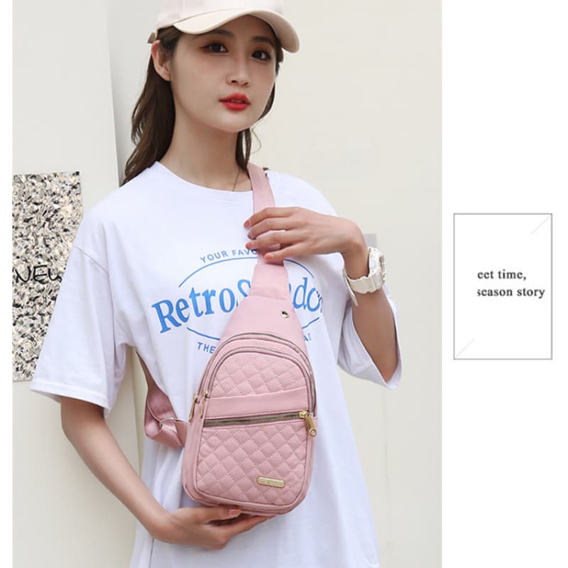 Simple Embroidered Thread Messenger Bag Breast Bag