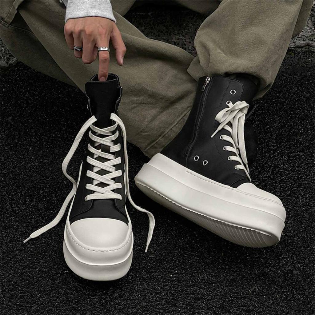 Thick-soled heightening college style high street male female couples big-headed locomotive boots classic high-top Martin boots board shoes