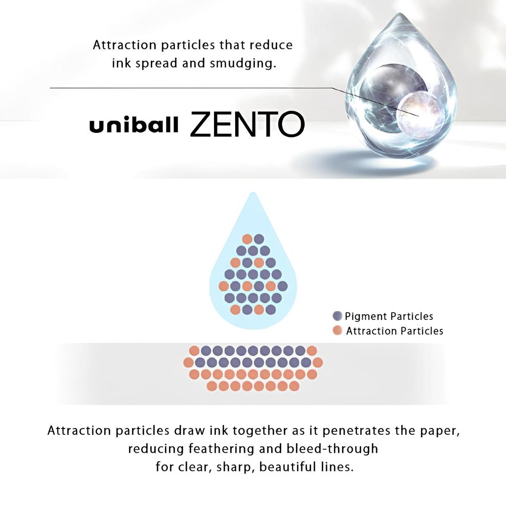 Mitsubishi Pencil uniball ZENTO Standard Model Ballpoint Pen 0.7mm M Water-based Black Ink, Ultra-smooth, Reduced Friction, Limited Edition, 10-pack