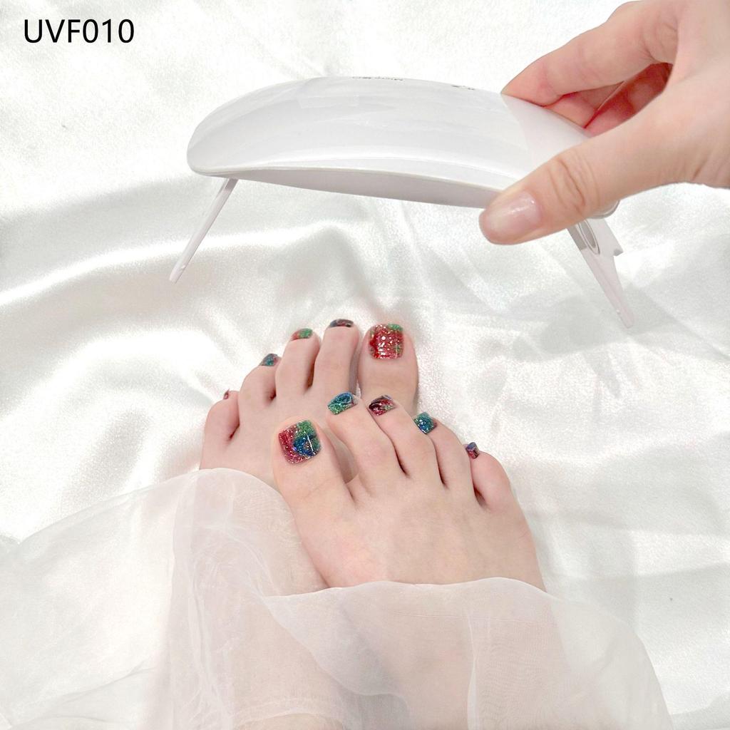 Gel Toe Nail Art Stickers - Semi-Cured UV Lamp Foot Nail Polish Stickers