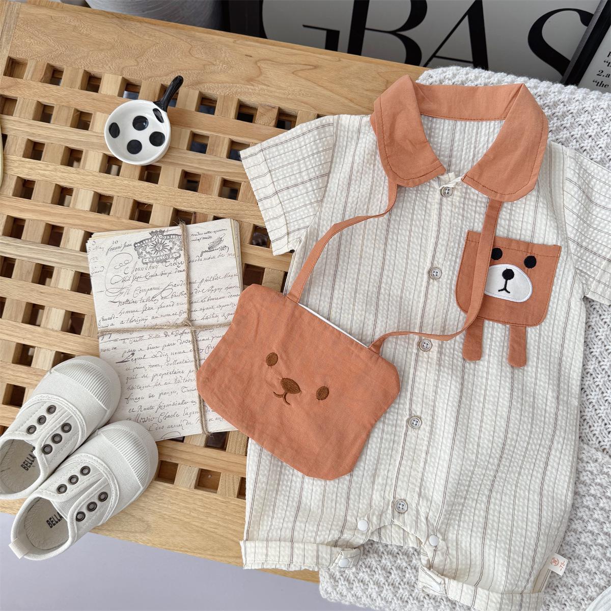 

Модный детский комбинезон с мишкой и рюкзаком - Двухпредметный комбинезон на кнопках для лета #90 (10-13 months, 24 lbs)