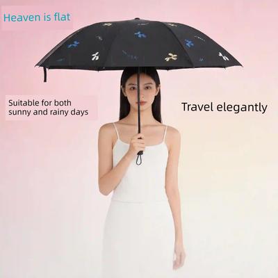 Paradise Umbrella Portable Folding Black Coated Sun Protection Parasol Anti-Uv Sun Umbrella Dual-Use for Women and Men Students