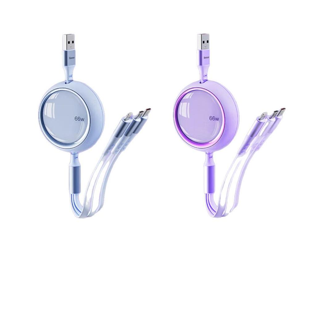 Newman XS23 3-in-1 Retractable 66W Fast Charging Data Cable for Apple, Huawei, and Xiaomi - Customizable with LOGO