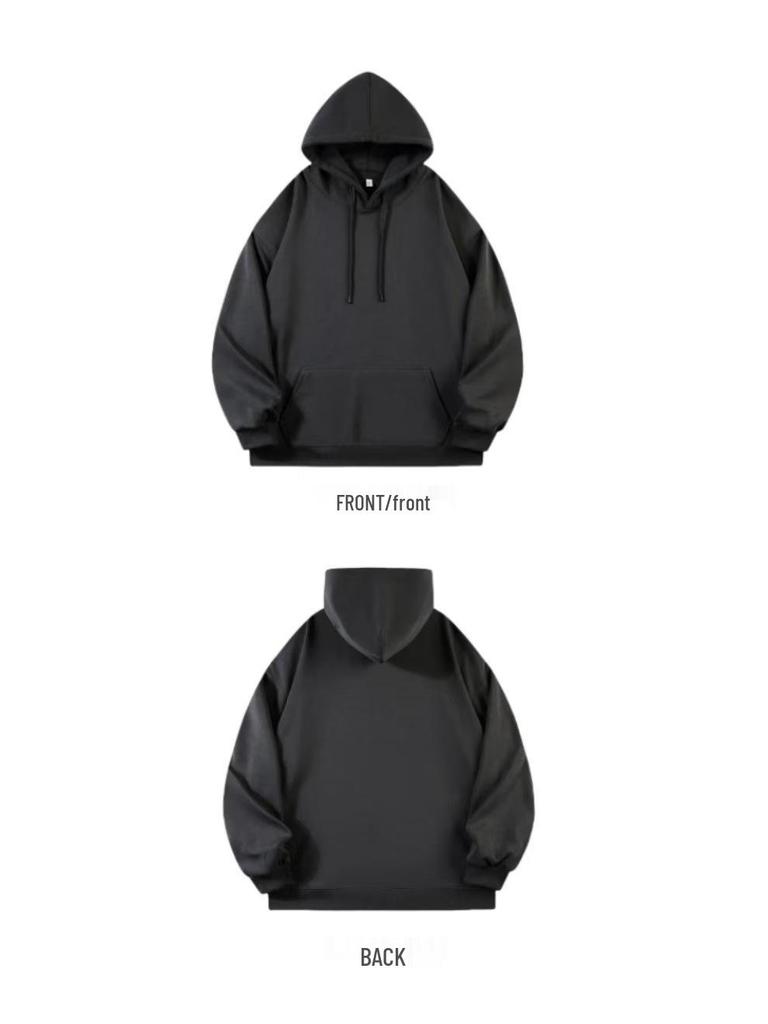 2025 Unisex Solid Color Hooded Sweatshirt - Comfortable Loose Drop Shoulder Style