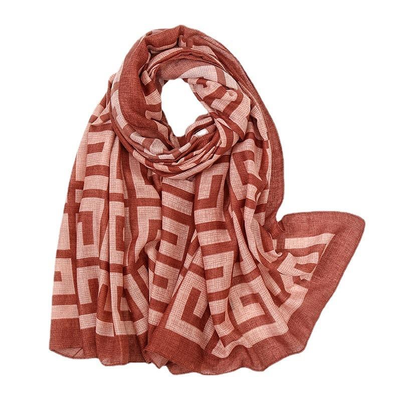 Cotton and linen women's popular scarf, summer fashion high-quality versatile sunscreen shawl