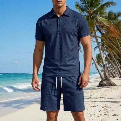 Summer Men's Fashion Polo Shirt Short Sleeve Set for Casual Wear Short Sleeve Shorts Set Men's Sport Polo Shirt Set