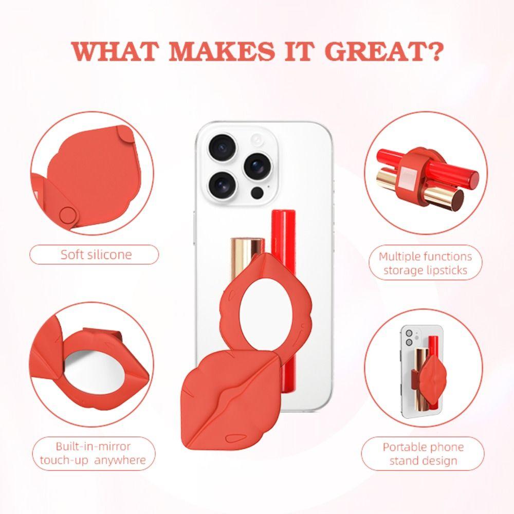 Lips Shaped Phone Lipstick Holder Silicone Phone Protective Case Mobile Phone Case  Women Girls