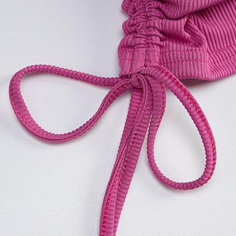 European and American Spring/summer Fashion Sexy Strapless Slim Fit Drawstring Waist Lifting Skirt Set