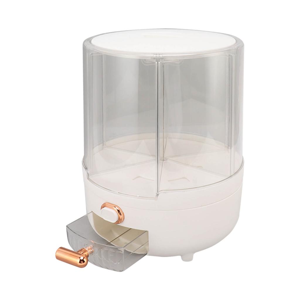 360 Degree Rotating Grain Dispenser Plastic 6 Compartments Kitchen Storage Container for Rice Beans White