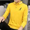Pure Color Polo Shirt Men's Lapel Collar Long Sleeve T-Shirt Casual Fitness Top