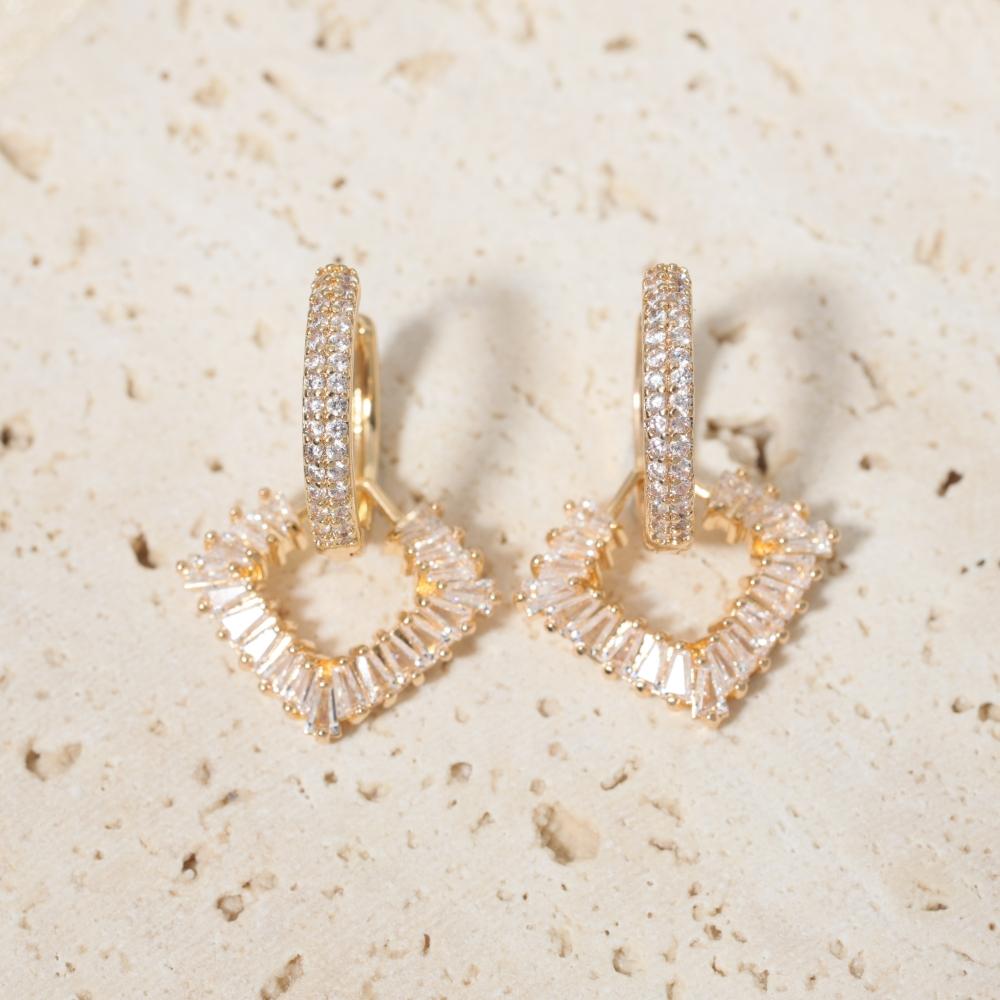 

1 Pair Hollow Square Zirconia Dangle Earrings for Women Jewelry Party Accessories золотой