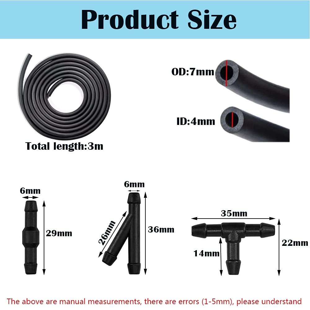 CTRICALVER Windshield Washer Hose Connector Kit, 3m Car Windshield Wiper