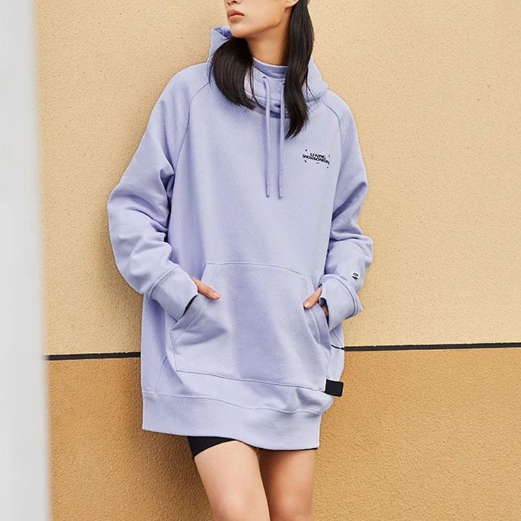 Li Ning Snow Series Logo Print Loose Hooded Sweatshirt Unisex Sweatshirt Purple AWDRF08-4