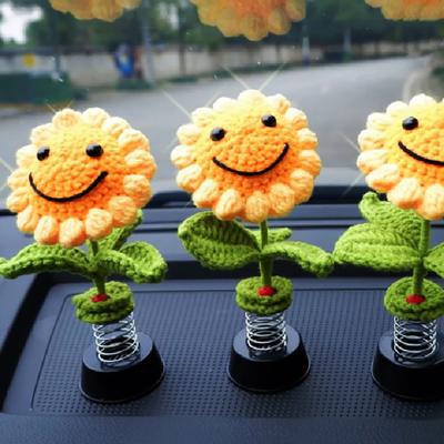Akcesoria samochodowe Ozdoba Żywe Swing Head Kształt słonecznika Akcesoria samochodowe Akcesoria Deska rozdzielcza Kwiaty Zabawki