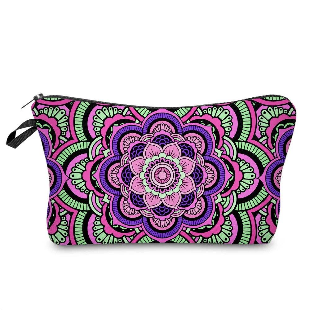 Women's Makeup Bag Vintage Mandala Print Cosmetic Bag Lightweight Clutch Coin Purse Zipper Portable Makeup Pouch Toiletry Bag