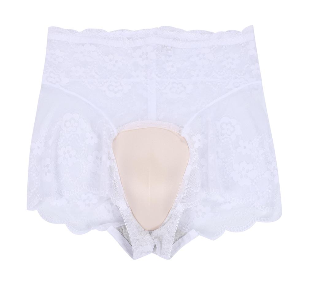 Padded Cover Panties Crossdressing Shorts Underwear Lace Pants Disguise Lingerie Free [cocoriko] Men's Men's Boys' (JP, Alphabet, Size, L_White)