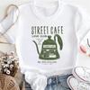 Coffee Enthusiast Pattern 90s Women's White T-Shirt Printed Short Sleeved O-Neck Summer Casual Regular Street Fun Style T-Shirt