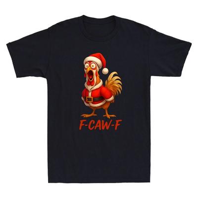 F-Caw-F Funny Santa Hat Chicken Cartoon Meme Saying Men's Short Sleeve T-Shirt
