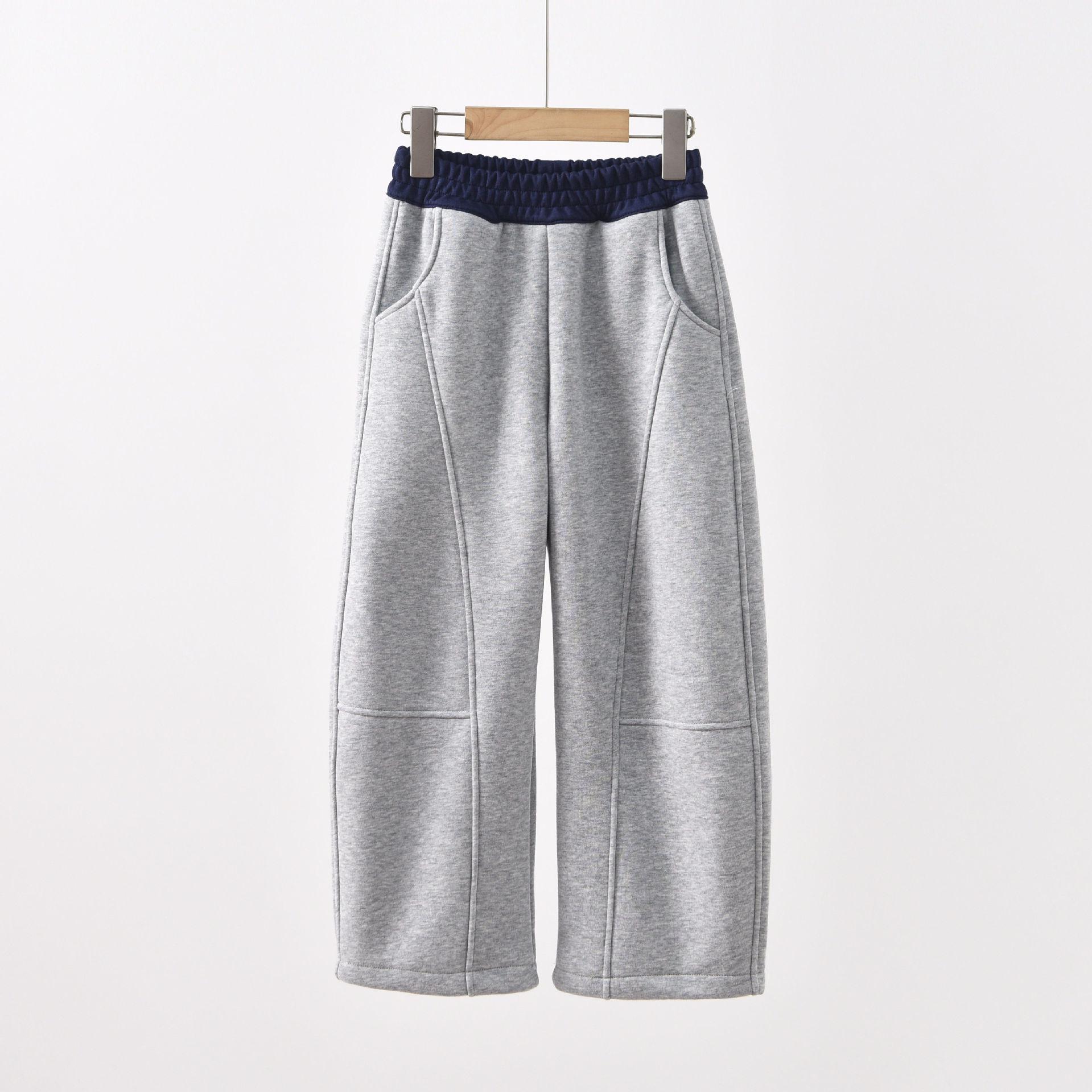 

25 Winter Thick Fleece Pants for Kids - Velvet Lined Sports Trousers, Loose Fit Banana Cut 120