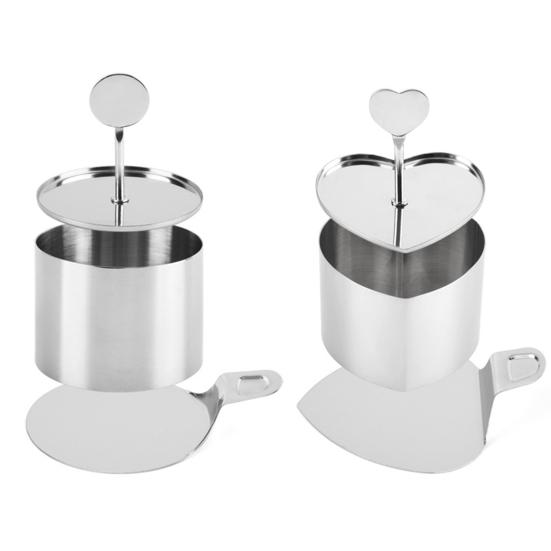 Stainless Steel Baking Mold with Pressing Bottom Heart Round Shape Easy Release Dessert Mold Kitchen Tool