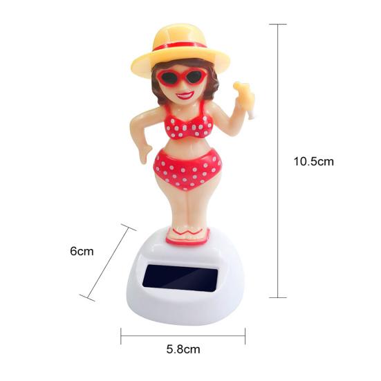 Solar Beach Girl Swing Car Cactus Automatic Ornament Interior Dashboard Decor