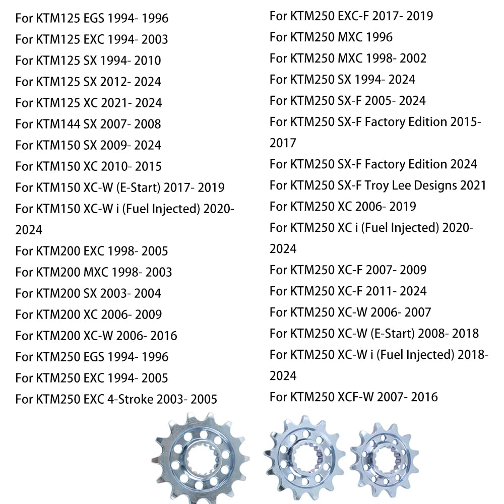 Motorcycle 520 Pitch 12T 13T 14T Tooth Front Sprocket Compatible with EXC SX XC F 125 200 250 300 350 400 450 550