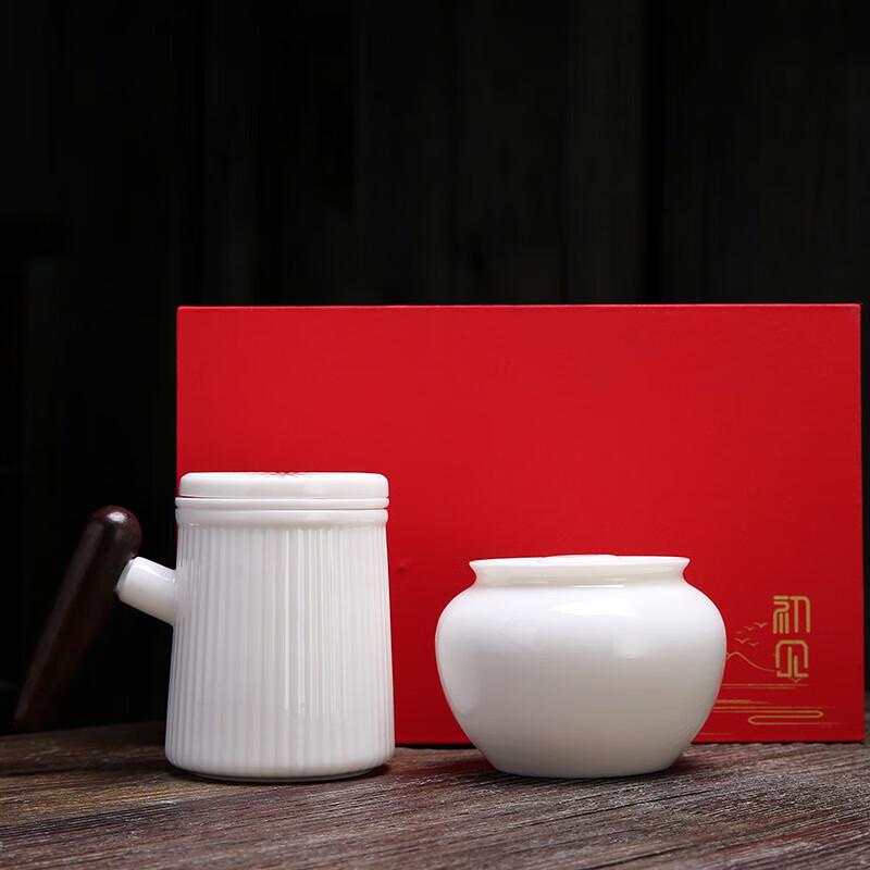 

Chaxun White Porcelain Filter Mug Set with Ebony Wood Handle