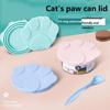 Food Grade Silicone Pet Food Can Lid 2 In 1 Lid Spoon Silicone Sealer Cover for Cat