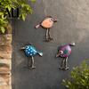 Three-dimensional Bird Ornament 3Pcs Wooden Birds Wall Art Decor, Distressed Hangings, Funny Long Leg Weather-resistant Outdoor Decor Sculpture, Boho
