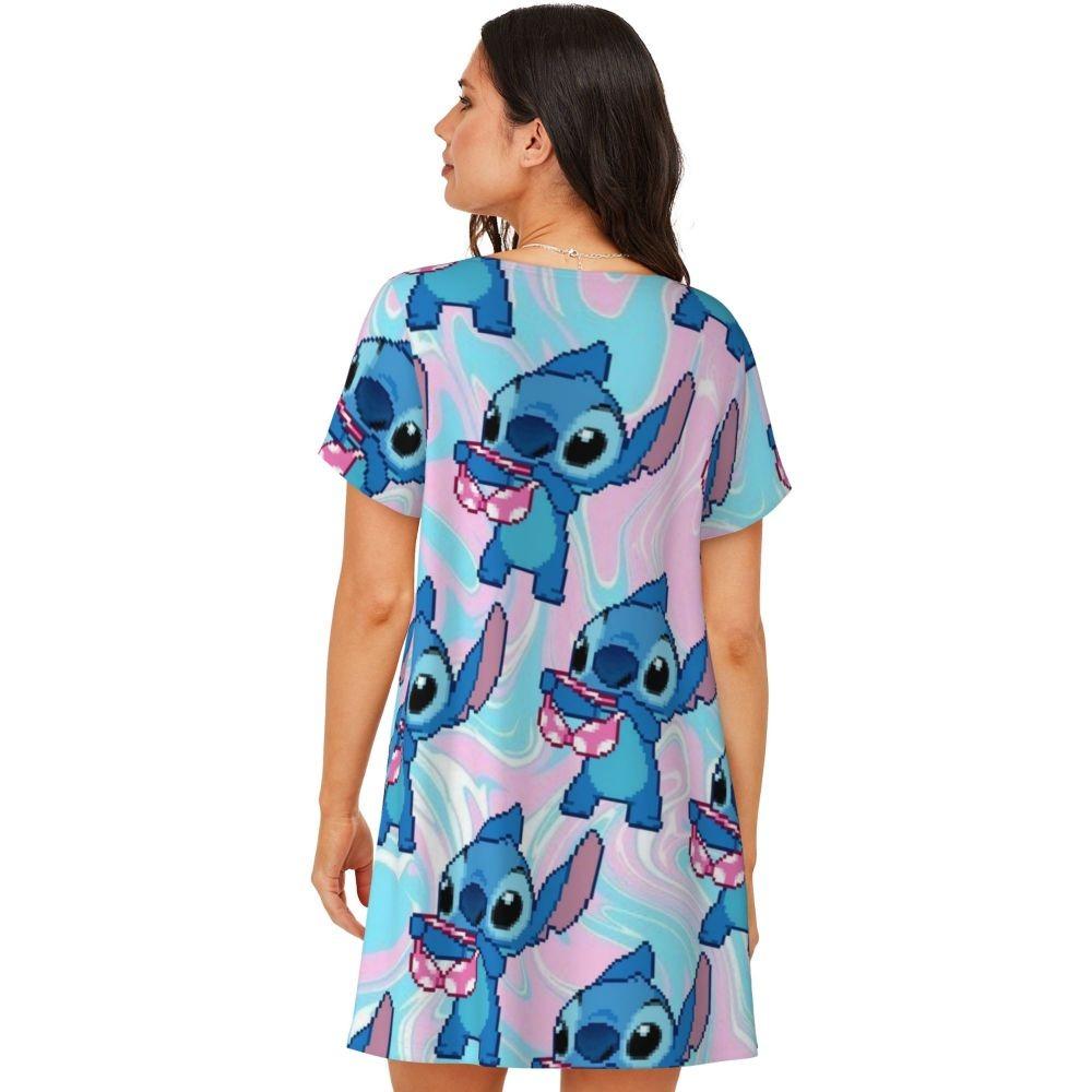 Damskie sukienki do spania z krótkim rękawem, luźne, o swobodnym kroju, T-shirty, odzież nocna, ubrania domowe, koszule nocne, sukienki do wypoczynku