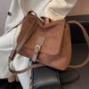 Stylish Vintage Flannel Shoulder Bag For Women High-end Versatile Commuter Bag
