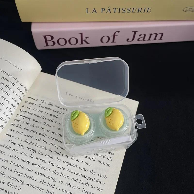 Mini Portable Cute Contact Lens Case Box Cute Fruit Style Lovely Cartoon Lenses Container Travel Set Gift Eyewear Accessories