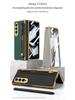 Samsung Z Fold 4 Pen Slot Leather Phone Case with Electroplated Finish and Camera Protection