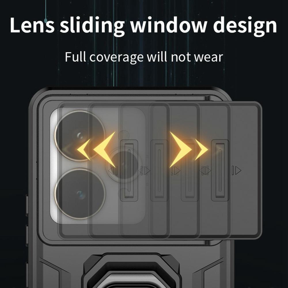 For Realme 15 5G Case PC+TPU Kickstand Phone Protector with Lens Cover