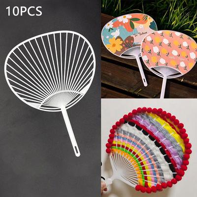 10-Piece White Plastic Creative Durable Japanese Fan Uchiwa DIY Kit Fan Framework For Crafts Hand Fan Making
