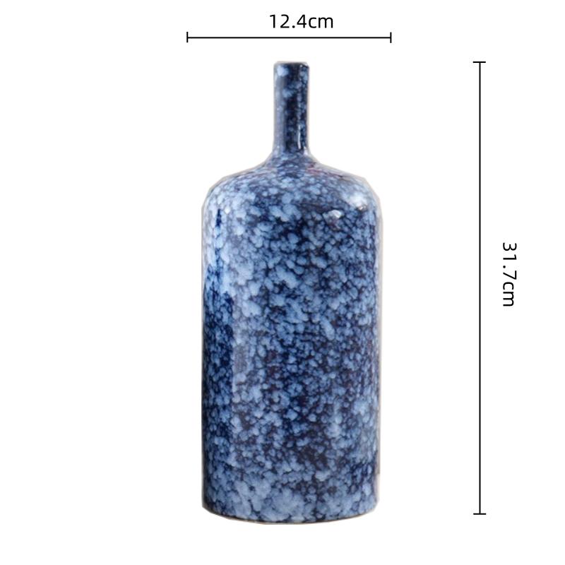 Blue Ceramic Vase Kiln-transformed Porcelain Pot Flower Vase Flower Arrangement Accessories Terrarium Home Decoration