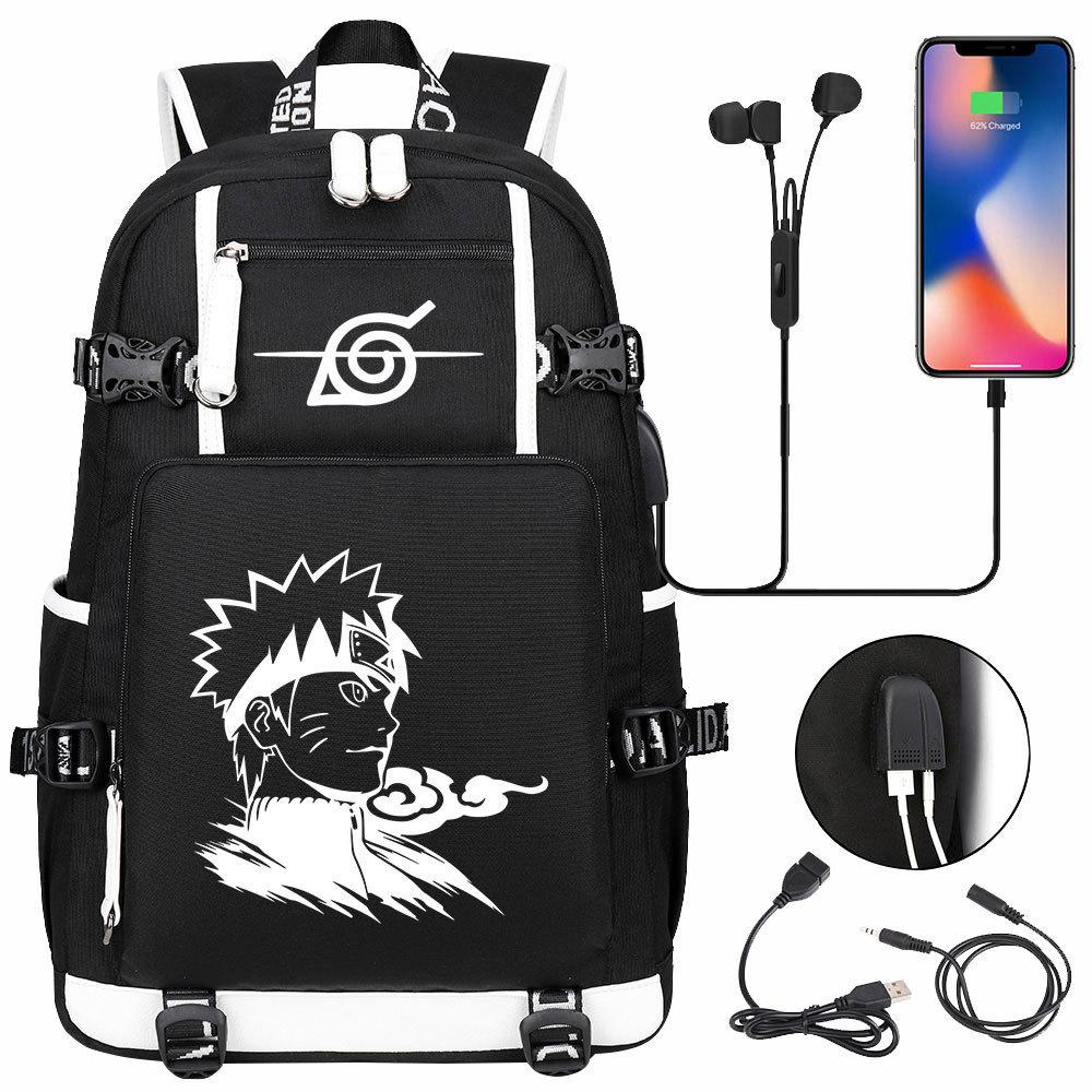 Neuer Naruto-Druck USB Teenager Schüler Schultasche Herren und Damen Freizeit Rucksack mit großer Kapazität Reise Rucksack