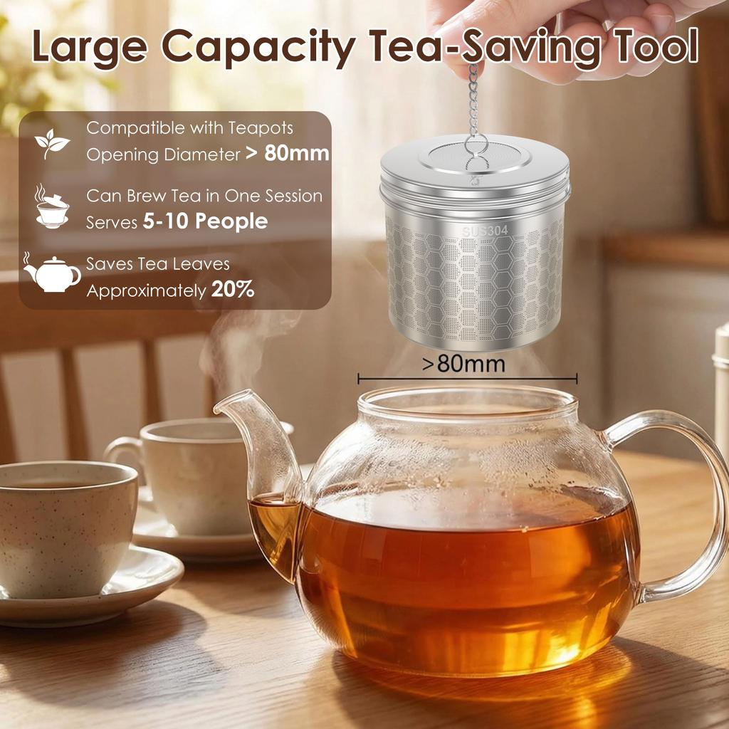304 Stainless Steel Tea Strainer Leaf Spice Herbal Tea Infuser with Chain and S Hook Spice Infuser Strainer for Home and Office