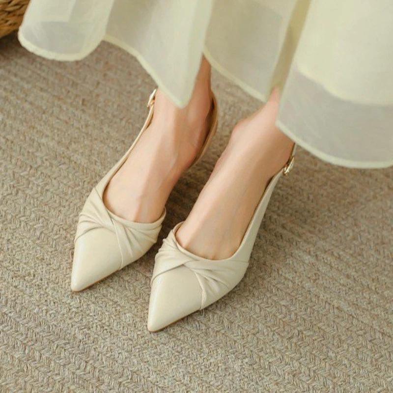 Fashion Pleated Design Pointed Toe Sexy Sandals for Women  New Simple Stiletto Heel Sandals Casual Comfortable Zapatos Mujer