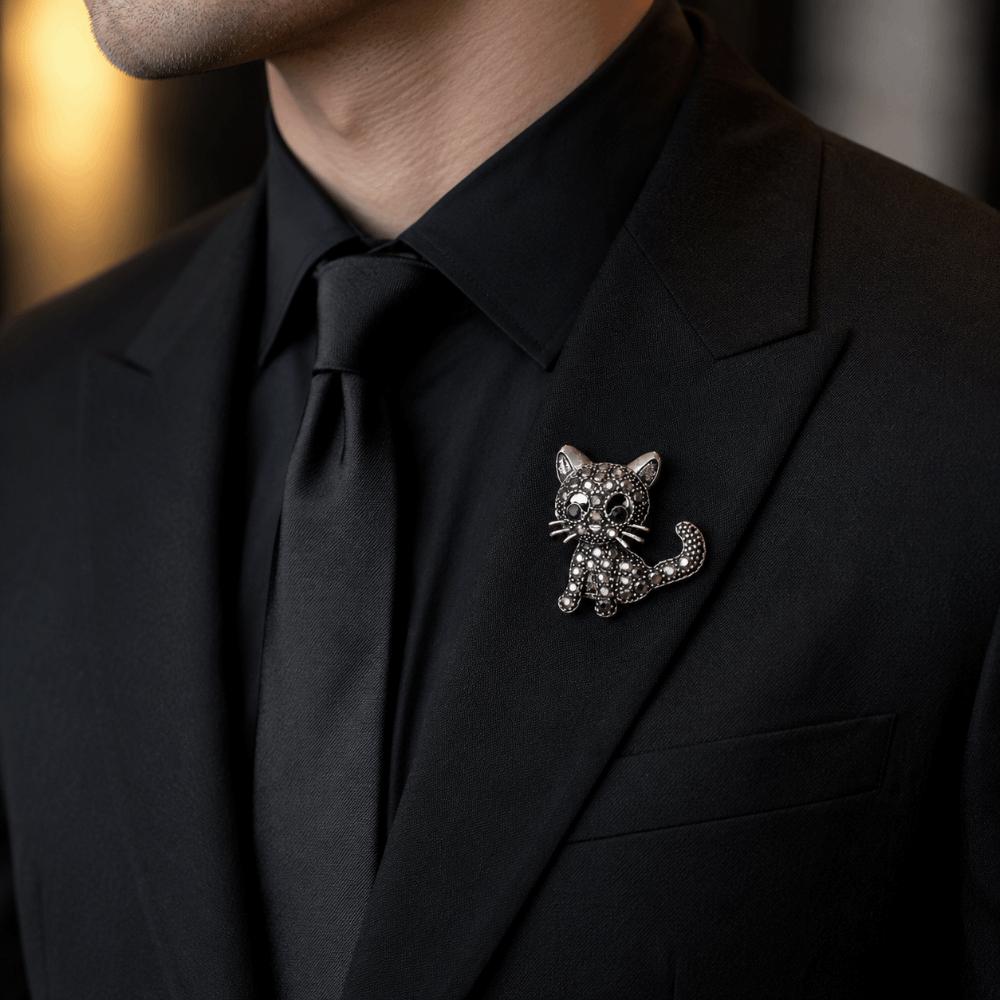 Cute Crystal Cat Brooches Zircon Vintage Brooches Suits Accessories Cat Badge Pins Ornament