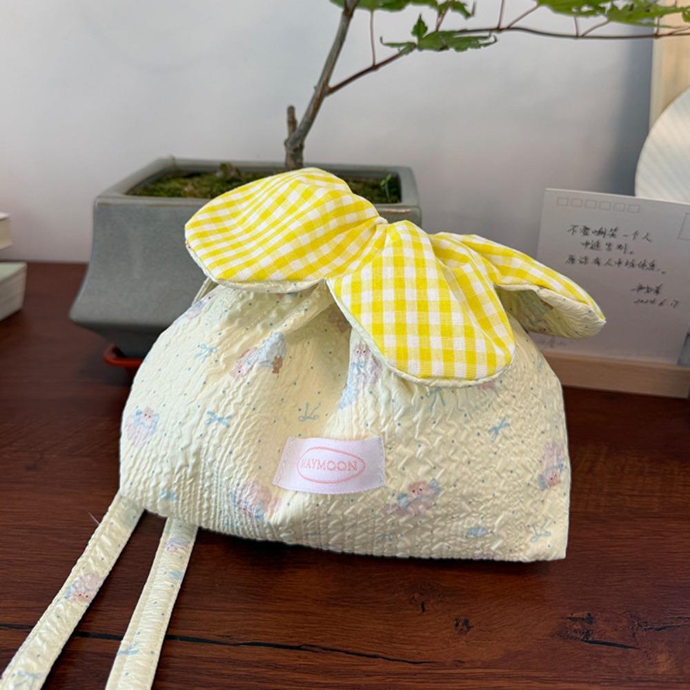 

Printing Plaid Drawstring Bag Korean Style Shoulder Bags Literary Flower Handbag Student жёлтый